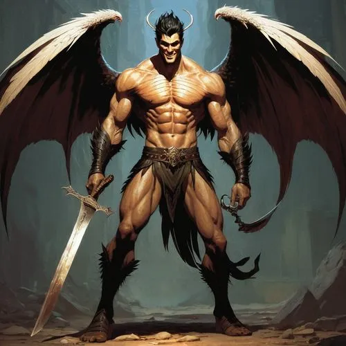 daemon,the archangel,archangel,dark angel,angel of death,black warrior,diablo,heroic fantasy,lucifer,uriel,black angel,fantasy warrior,devil,dark-type,barbarian,drago milenario,angry man,business angel,male character,angel and devil,Conceptual Art,Fantasy,Fantasy 18