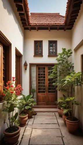 courtyards,courtyard,patios,inside courtyard,javanese traditional house,patio,traditional house,verandas,verandahs,garden elevation,spanish tile,clay tile,terracotta tiles,house entrance,entryway,exterior decoration,verandah,ventanas,old colonial house,hacienda,Conceptual Art,Daily,Daily 33