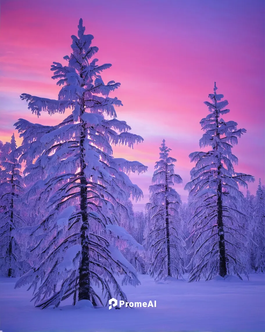 Pink sunrise on frozen trees, Riisitunturi National Park, Posio, Lapland, Finland,winter forest,winter landscape,snow landscape,winter background,snow trees,snowy landscape,snow in pine trees,fir fore