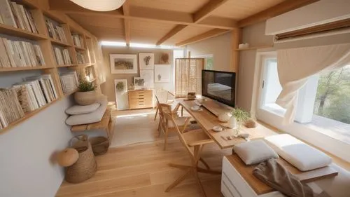 japanese-style room,small cabin,inverted cottage,electrohome,cabin,modern room,sky apartment,cubic house,ryokan,hanok,smart home,3d rendering,scandinavian style,archidaily,livingroom,shared apartment,sunroom,ryokans,attic,wooden windows,Photography,General,Natural