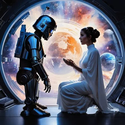 kamino,skywalkers,droids,romantic meeting,droid,adoration,contingents,organa,romantic scene,padme,leia,father and daughter,ani,tatooine,sci fiction illustration,conversation,vaderland,starwars,star wars,mother and father,Conceptual Art,Sci-Fi,Sci-Fi 10
