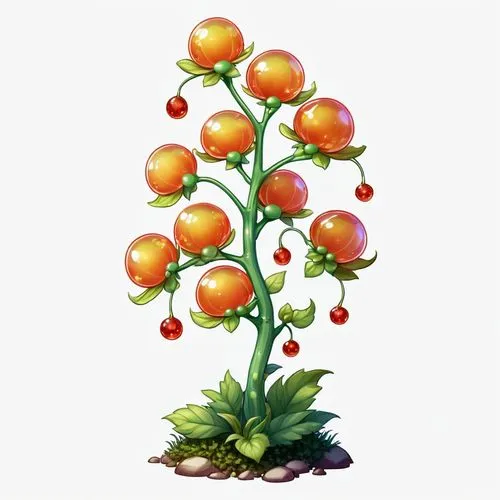 tangerine tree,bombacaceae,strawberry tree,bulbous plant,orange climbing plant,lantern plant,Illustration,Abstract Fantasy,Abstract Fantasy 11