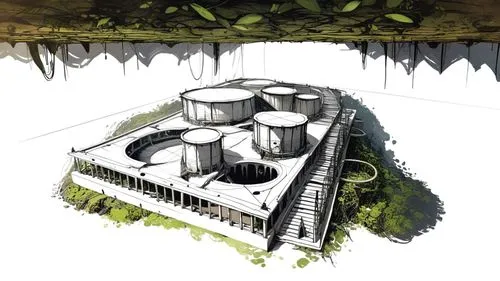 Y si siempre estuvo ahi, pensando arquitectura desde el lugar,arcology,yavin,concrete plant,hydropower plant,biorefinery,industrial plant,Conceptual Art,Sci-Fi,Sci-Fi 01