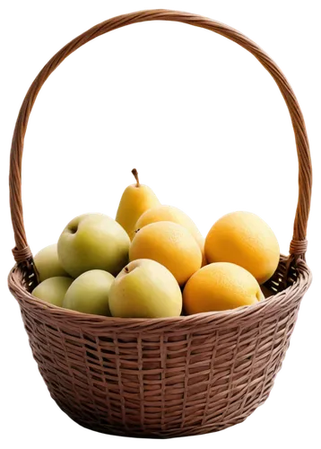 White fruits, still life, basket, natural light, soft focus, shallow depth of field, 3/4 composition, warm color tone, realistic texture, delicate shape, subtle shadows, morning dew, fresh atmosphere,