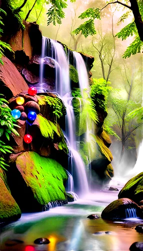 a small waterfall,nectan,waterfall,water fall,waterfalls,brown waterfall,water falls,cartoon video game background,ash falls,cascading,cachoeira,green waterfall,falls,mountain stream,nature background,rain forest,world digital painting,rainforest,waterval,tropical forest,Illustration,Realistic Fantasy,Realistic Fantasy 38