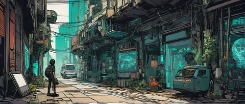 alleyway,alley,narrow street,transistor,lost place,slums,blind alley,ancient city,post-apocalyptic landscape,transistor checking,junkyard,backgrounds,lostplace,cyberpunk,kowloon city,shibuya,post apocalyptic,lost places,world digital painting,scifi,Illustration,Realistic Fantasy,Realistic Fantasy 23