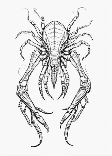 Write a dramatic script where a face hugger becomes the main antagonist, terrorizing a small town.,scorpion,arthropod,scorpio,line art animal,arthropods,isopod,cretoxyrhina,crustacean,spiny lobster,tr