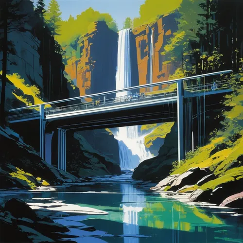 ash falls,waterfall,cascades,ilse falls,water falls,falls,bridal veil fall,falls of the cliff,waterfalls,water fall,brown waterfall,cascade,multnomah falls,salt creek falls,wasserfall,tower fall,travel poster,rainbow bridge,cascading,a small waterfall,Conceptual Art,Sci-Fi,Sci-Fi 23