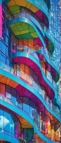 colorful facade,colorful spiral,colorful city,balconies,mvrdv,escala,guggenheims,colorful glass,apartment block,hotel w barcelona,vdara,condos,colorama,hypermodern,multistorey,apartment blocks,technicolour,scampia,apartment building,colori,Conceptual Art,Oil color,Oil Color 23