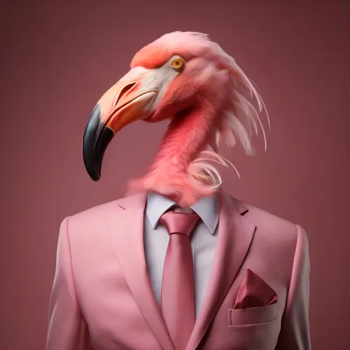 pink flamingo,flamingo,pubg mascot,avian,pink quill,galah,pink and grey cockatoo,bird png,businessman,man in pink,sharp beak,anthropomorphized animals,pelican,stork,red beak,flamingo couple,serious bi