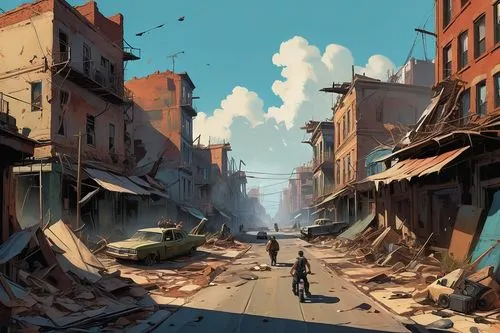 varsavsky,postapocalyptic,world digital painting,dishonored,destroyed city,post apocalyptic,post-apocalyptic landscape,slum,bazars,havana,alexandria,aleppo,casbah,cuba background,souk,medina,kano,lost in war,street canyon,cairo