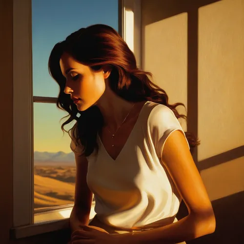 woman thinking,woman sitting,girl in t-shirt,girl on the dune,photo painting,oil painting,morning illusion,young woman,girl in a long,girl studying,oil painting on canvas,painting,world digital painting,girl sitting,woman silhouette,oil on canvas,art painting,praying woman,desert background,depressed woman,Conceptual Art,Daily,Daily 12