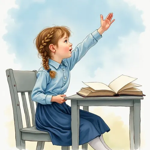 little girl reading,girl studying,girl praying,eading with hands,catechetical,mitzvot,Illustration,Paper based,Paper Based 23