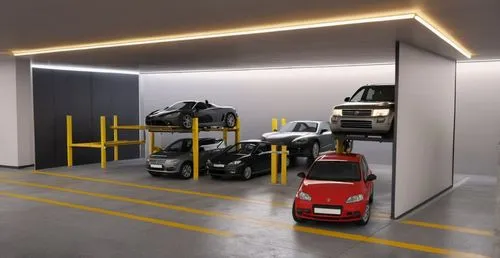 underground garage,garage,automobile repair shop,underground car park,automotive parking light,car showroom,multi storey car park,automotive lighting,parking system,garage door,car salon,loading dock,forklift truck,automotive carrying rack,car park,showroom,garage door opener,vehicle transportation,compact car,auto repair shop,Photography,General,Realistic