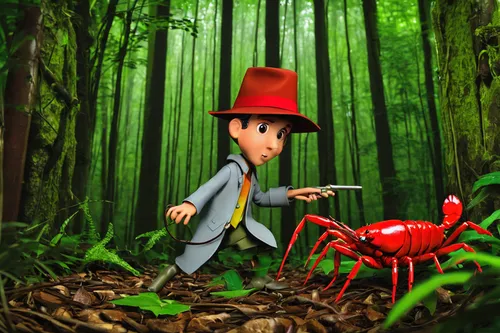 shrimp inspector gadget crayfish,shrimp inspector gadget,pinocchio,farmer in the woods,ant hill,red bugs,ant,lilo,jiminy cricket,forest beetle,world digital painting,ants,cartoon forest,forest man,the crayfish 2,frutti di bosco,madagascar,digital illustration,cartoon video game background,anthill,Art,Classical Oil Painting,Classical Oil Painting 22