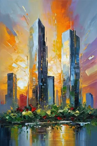 cityscape,skyscrapers,city skyline,world digital painting,colorful city,futuristic landscape,skyscraper,urban towers,metropolis,guangzhou,skycraper,kinkade,the skyscraper,city scape,skyscraping,supertall,ciudad,sky city,skyline,sedensky,Conceptual Art,Oil color,Oil Color 20