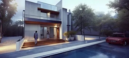 modern house,cubic house,3d rendering,modern architecture,render,pool house,Photography,General,Realistic