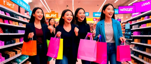 Black Friday sale, shopping atmosphere, crowded store interior, shelves stacked with products, discounted price tags, flashy neon lights, enthusiastic shoppers, diverse age groups, casual clothing, ex