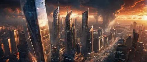 coruscant,destroyed city,imperialis,jablonsky,barad,cybercity,doomsday,coruscating,asgard,city in flames,black city,cardassia,europacorp,futuristic landscape,arcology,varsavsky,megacities,gallifrey,megalopolis,xandar,Conceptual Art,Fantasy,Fantasy 26