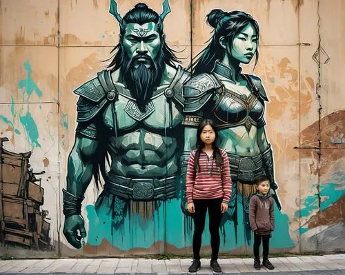 street artists,streetart,ragnarok,street art,warrior and orc,urban street art,rossmo,skaar,graffiti art,public art,street artist,daughters,guardians,graffiti,sanlitun,brooklyn street art,shadowrun,grafite,warcraft,urban art,Illustration,Realistic Fantasy,Realistic Fantasy 23