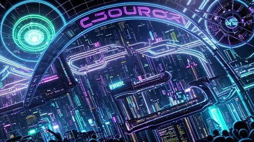 Cyber punk neon Science fiction highly detailed HD blade runner orchestra conductor behind high resolution musicians orchestra pit hovering platform horn section individual musicians string section,ni