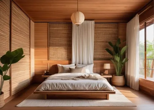 bamboo curtain,japanese-style room,wooden sauna,amanresorts,bamboo plants,sleeping room,ryokans,wooden shutters,bedroom,cabana,modern room,ryokan,hawaii bamboo,contemporary decor,bedrooms,guest room,bamboo,tatami,wooden wall,banya,Illustration,Realistic Fantasy,Realistic Fantasy 06