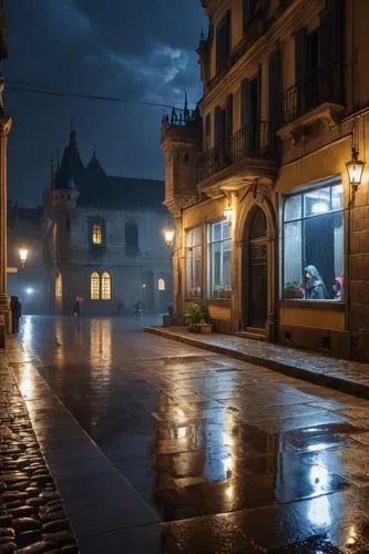 sarlat,the cobbled streets,beaune,crewdson,noto,figeac,auray,camondo,cobblestones,cobbled,notturno,rainy,carpentras,sorano,night scene,oviedo,senlis,nocturnes,cobble,lluvia,Photography,General,Realistic