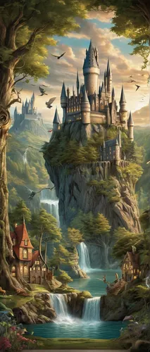 fantasy landscape,fairy tale castle,fantasy world,fantasy picture,fantasy city,fairytale castle,fairy village,fairy world,fantasy art,water castle,3d fantasy,cartoon video game background,mountain settlement,an island far away landscape,knight's castle,landscape background,fairy tale,children's fairy tale,castle of the corvin,peter-pavel's fortress,Art,Classical Oil Painting,Classical Oil Painting 02