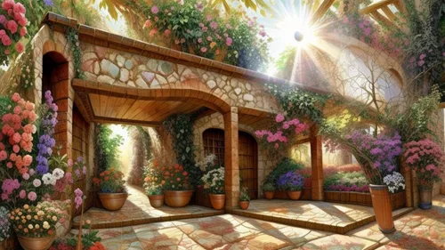 fantasy picture,dandelion hall,fairy tale castle,fairy village,fairy door,fantasy landscape,fantasy art,fairy house,the little girl's room,3d fantasy,fairy world,enchanted forest,fairy forest,flower booth,children's fairy tale,the threshold of the house,fairy tale,a fairy tale,hall of the fallen,clove garden