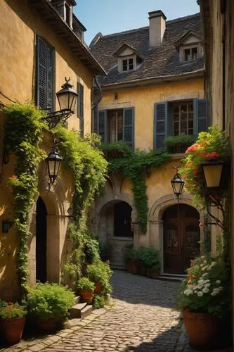 rothenburg,auberge,alsace,santenay,sarlat,figeac,highstein,rothenburg of the deaf,courtyards,bossey,rudesheim,bamberg,courtyard,switzerlands,dordogne,medieval street,townscapes,lalanne,montbrun,manoir,Illustration,Black and White,Black and White 02