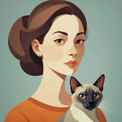 vector illustration,vector art,cat vector,siamese cat,siamese,audrey hepburn,Conceptual Art,Daily,Daily 20