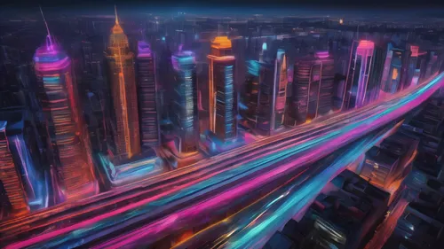 dubai,futuristic landscape,city highway,light trail,colorful city,city cities,fantasy city,shanghai,metropolis,cities,cyberpunk,highway lights,doha,cityscape,dubai marina,city lights,urbanization,city at night,light trails,citylights,Photography,General,Natural