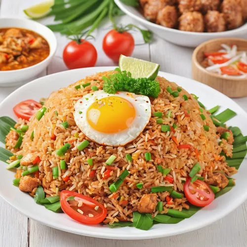 nasi goreng,thai fried rice,rice with minced pork and fried egg,egg wrapped fried rice,yeung chow fried rice,prawn fried rice,nasi kuning,special fried rice,indonesian dish,mie goreng,kimchi fried rice,nasi liwet,fried rice,rice with fried egg,indonesian rice,nasi campur,nasi uduk,spiced rice,saffron rice,basmati rice,Illustration,Japanese style,Japanese Style 19