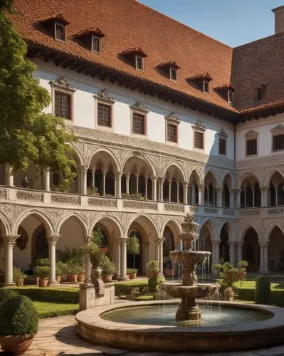 maulbronn monastery,obernai,fairy tale castle sigmaringen,cloisters,cloister,sigmaringen,hotel de cluny,courtyard,schleissheim palace,quadrangle,courtyards,zamek malbork,machaut,parador,nuremberg,wawel,inside courtyard,heidelberger schloss,michaelhouse,moritzburg palace,Art,Classical Oil Painting,Classical Oil Painting 25