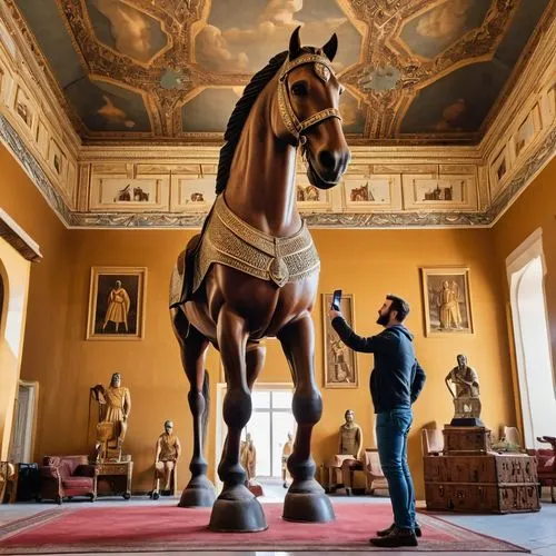 hanoverian,cattelan,equestrian statue,capitoline wolf,venaria,capitoline,Photography,General,Realistic