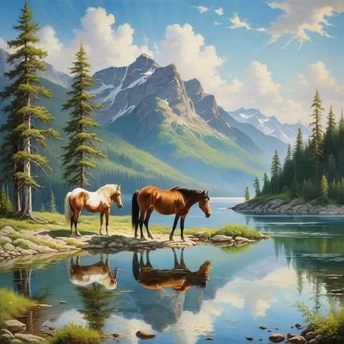 mountain scene,beautiful horses,landscape background,horses,mountain pasture,mountain landscape,wild horses,two-horses,equines,salt meadow landscape,mountain cows,nature landscape,painted horse,horse herd,mountainous landscape,man and horses,equine,beautiful landscape,background view nature,landscape nature,Photography,General,Realistic