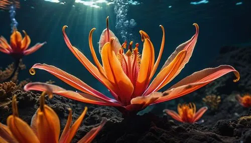 orange lily,anemone fish,deep coral,pond flower,sea anemone,red water lily,orange dahlia,anemone of the seas,flame lily,coral reef,tube anemone,fynbos,water flowers,red anemone,balkan anemone,bromeliaceae,anemones,star anemone,water flower,sea life underwater,Photography,Artistic Photography,Artistic Photography 01