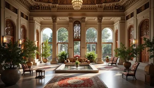 amanresorts,orangery,royal interior,entrance hall,persian architecture,ornate room,cochere,breakfast room,foyer,orangerie,interior decor,ritzau,conservatory,philbrook,lobby,marble palace,dolmabahce,emirates palace hotel,palatial,luxury home interior