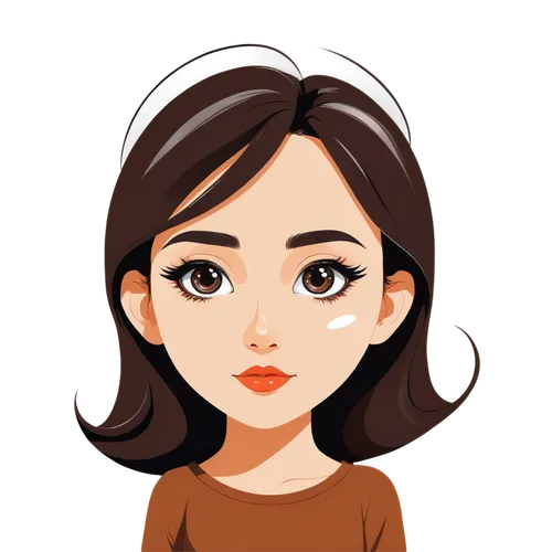 18 years old girl with big eyes theme, vector graphics, flat style, white background, logo, simple color,zhixing,dressup,saima,my clipart,cute cartoon character,cute cartoon image,fawzia,iconographer,