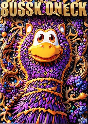 a purple poster with an odd looking animal on it,bubriski,oski,bicskei,buczkowski,buksh,bushtucker,bukem,bosacki,bockstael,buckel,buczynski,buckowski,monkey god,bucker,bursik,dk,bienenstock,berenstain