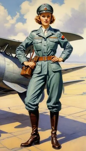 Show me a typical German aviatrix from the 1930s,aviatrix,servicewoman,usaaf,leutnant,glider pilot,1940 women,oberleutnant,wladimiroff,aeronautica,aeronauticas,earhart,a uniform,female worker,aircraft