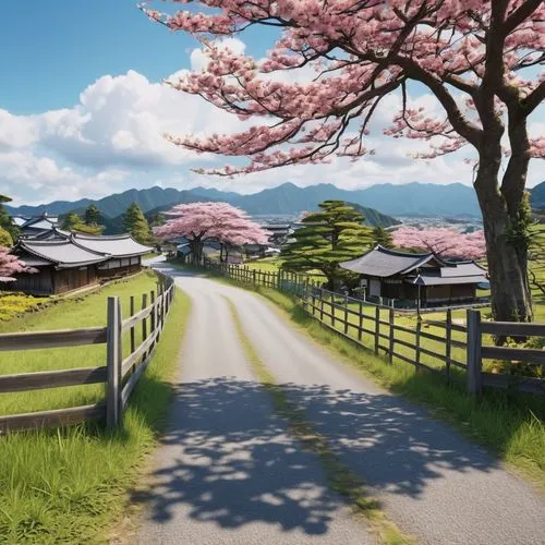 japanese sakura background,japan landscape,beautiful japan,sakura background,magome,sakura trees,spring in japan,landscape background,japanese floral background,clannad,japanese background,japanese cherry trees,japanese alps,hanami,country road,takato cherry blossoms,springtime background,countryside,spring background,shenmue