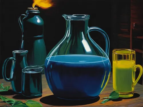 glass painting,glasswares,carafe,shashed glass,oils,glass jar,glassware,still-life,glass containers,still life of spring,potions,glass vase,colorful glass,jug,amphora,water jug,juice glass,still life,decanter,glass series,Conceptual Art,Sci-Fi,Sci-Fi 14