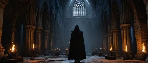 hall of the fallen,haunted cathedral,the nun,cathedral,gothic architecture,the cathedral,the pillar of light,the black church,pilgrimage,nidaros cathedral,the abbot of olib,dark gothic mood,templedrom,holy places,notre dame,gothic,cloak,gothic church,the throne,sanctuary,Conceptual Art,Sci-Fi,Sci-Fi 15