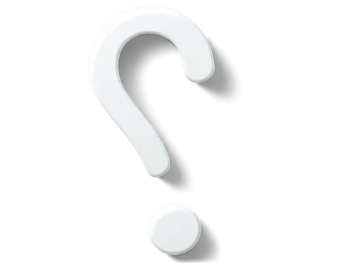 ?, PNG, transparent background, white question mark, bold font, glossy surface, 3D effect, bright light, center composition, shallow depth of field, vibrant color tone, HD quality.,punctuation marks,p