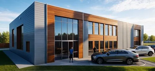  Modern
children's sports and recreation center, featuring an elegant design with a combination of horizontal light and wooden panels in the form of siding.
combination of horizontal light and wood pa