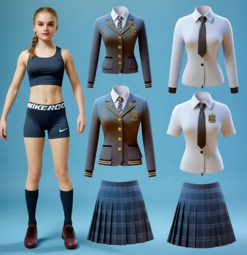 school clothes,school skirt,derivable,uniforms,outfits,paper doll,Photography,General,Realistic