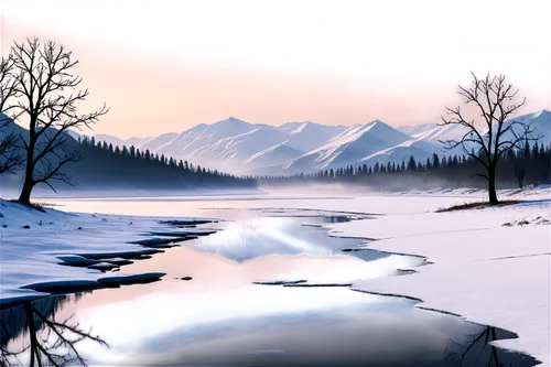 winter landscape,snow landscape,winter background,snowy landscape,winter lake,ice landscape,landscape background,salt meadow landscape,world digital painting,mountain landscape,christmas landscape,snow scene,frozen lake,dawnstar,snowy mountains,alpine landscape,digital painting,river landscape,virtual landscape,mountain scene,Illustration,Black and White,Black and White 04