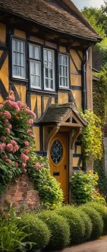 timber framed building,tudor,old colonial house,traditional house,crooked house,kleinburg,country cottage,half-timbered house,cecilienhof,witch's house,elizabethan manor house,cottage garden,miniature house,thatched cottage,woman house,thatched,dürer house,wooden house,old house,the threshold of the house,Conceptual Art,Fantasy,Fantasy 21