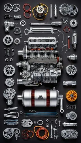 automotive engine part,automotive engine timing part,car-parts,race car engine,mercedes engine,mechanical engineering,toolbox,auto part,car engine,automotive fuel system,internal-combustion engine,parts,automotive care,8-cylinder,multi-tool,bicycle drivetrain part,slk 230 compressor,automotive air manifold,socket wrench,components,Unique,Design,Knolling